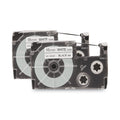 Casio Tape Cassettes for KL Label Makers, 0.75" x 26 ft, Black on White, 2/Pack