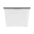 Storex Storage Tote, 16 gal, 22.7" x 18.25" x 12.86", Clear/Black