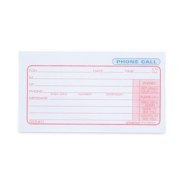 Universal Wirebound Message Books, Two-Part Carbonless, 5 x 2.75, 4/Page, 400 Forms