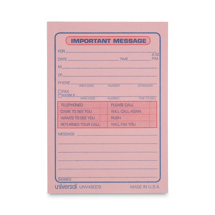 Universal Wirebound Message Books, Two-Part Carbonless, 5.5 x 3.19, 4/Page, 200 Forms