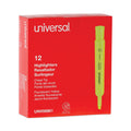 Universal Desk Highlighters, Fluorescent Yellow Ink, Chisel Tip, Yellow Barrel, Dozen