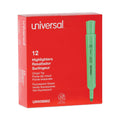 Universal Desk Highlighters, Fluorescent Green Ink, Chisel Tip, Green Barrel, Dozen
