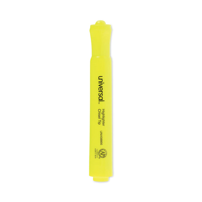 Universal Desk Highlighter Value Pack, Fluorescent Yellow Ink, Chisel Tip, Yellow Barrel, 36/Pack