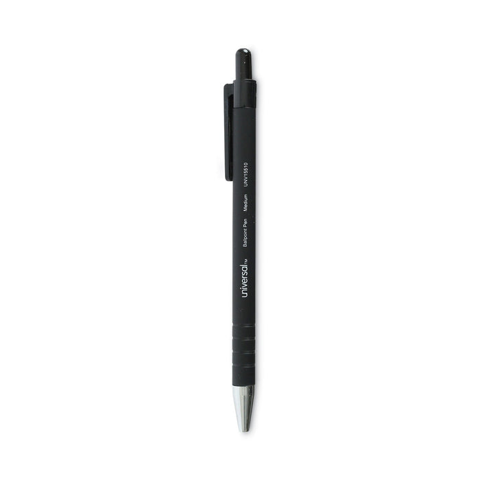 Universal Ballpoint Pen, Retractable, Medium 1 mm, Black Ink, Black Barrel, Dozen