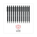 Universal Ballpoint Pen, Retractable, Fine 0.7 mm, Black Ink, Black Barrel, Dozen