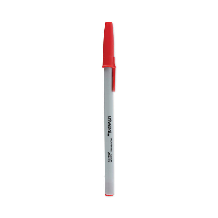 Universal Ballpoint Pen, Stick, Medium 1 mm, Red Ink, Gray Barrel, Dozen