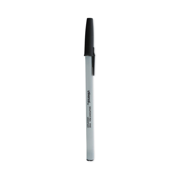 Universal Ballpoint Pen, Stick, Fine 0.7 mm, Black Ink, Gray Barrel, Dozen