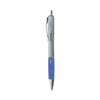 Universal Comfort Grip Gel Pen, Retractable, Medium 0.7 mm, Blue Ink, Silver Barrel, Dozen