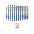 Universal Comfort Grip Gel Pen, Retractable, Medium 0.7 mm, Blue Ink, Silver Barrel, Dozen