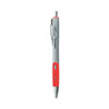 Universal Comfort Grip Gel Pen, Retractable, Medium 0.7 mm, Red Ink, Silver Barrel, Dozen