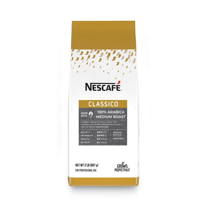 Nescafé Classico 100% Arabica Roast Ground Coffee, Medium Blend, 2 lb Bag, 6/Carton