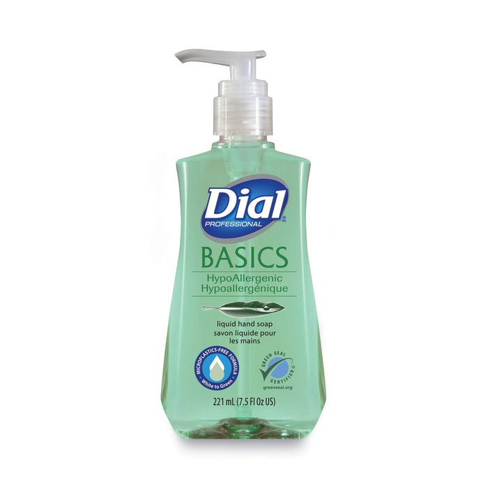 Dial Basics MP Free Liquid Hand Soap, Unscented, 7.5 oz Pump Bottle, 12/Carton