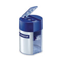 Staedtler Handheld Manual Double-Hole Plastic Sharpener, 1.57 x 1.65 x 2.2, Blue/Silver, 6/Box