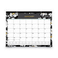 Blue Sky Baccara Dark Desk Pad, Baccara Dark Floral Artwork, 22 x 17, White/Black Sheets, Black Binding, Clear Corners, 2023