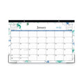 Blue Sky Lindley Desk Pad, Floral Artwork, 17 x 11, White/Blue/Green Sheets, Black Binding, Clear Corners, 12-Month (Jan-Dec): 2023
