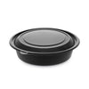 Pactiv Evergreen EarthChoice MealMaster Container with Lid, 32 oz, 8" dia x 2.12" h, 1-Compartment, Black/Clear, Plastic, 250/Carton