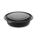 Pactiv Evergreen EarthChoice MealMaster Container with Lid, 32 oz, 8" dia x 2.12" h, 1-Compartment, Black/Clear, Plastic, 250/Carton