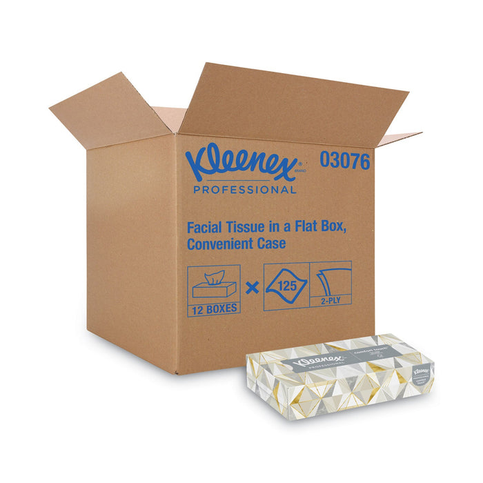 Kleenex White Facial Tissue for Business, 2-Ply, 125 Sheets/Box, 12 Boxes/Carton