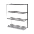 Alera All-Purpose Wire Shelving Starter Kit, Four-Shelf, 60w x 24d x 72h, Black Anthracite Plus