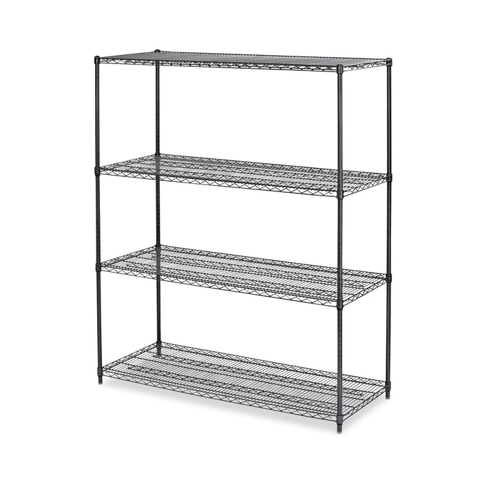 Alera All-Purpose Wire Shelving Starter Kit, Four-Shelf, 60w x 24d x 72h, Black Anthracite Plus