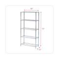 Alera Residential Wire Shelving, Five-Shelf, 36w x 14d x 72h, Silver