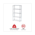 Alera Residential Wire Shelving, Five-Shelf, 36w x 14d x 72h, Silver