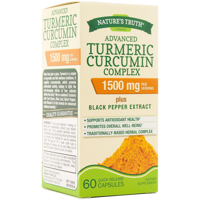 Nature's Truth Advanced Turmeric Curcumin Complex 1500mg with Black Pepper, 60 Capsules by Pasteur Pharmacy