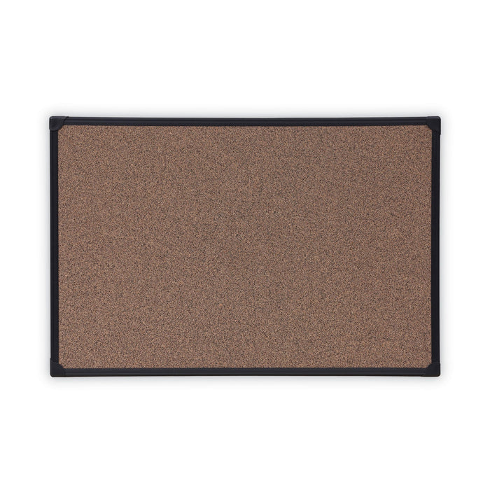 Universal Tech Cork Board, 36 x 24, Cork, Black Plastic Frame