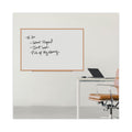 Universal Dry-Erase Board, Melamine, 72 x 48, White, Oak-Finished Frame
