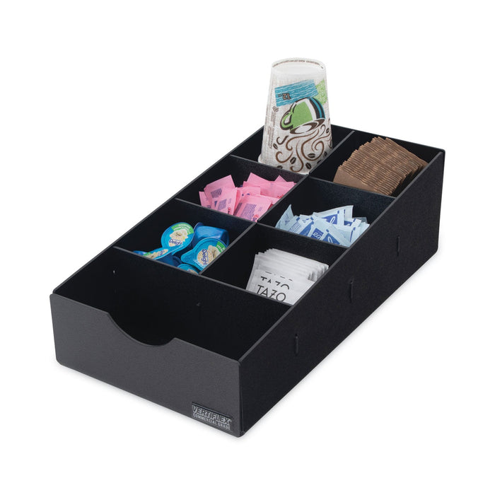 Vertiflex Condiment Caddy, 7 Compartments, 8.75 x 16 x 5.25, Black