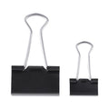 Universal Binder Clips with Storage Tub, (50) Small (0.75"), (10) Medium (1.25"), Black/Silver