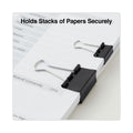 Universal Binder Clips with Storage Tub, (50) Small (0.75"), (10) Medium (1.25"), Black/Silver
