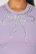 Rhinestone Bow Trim Crop Top by The House of Stylez