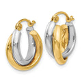 14K Gold Two-Tone Hinged Hoop Earrings by Fine Color Jewels