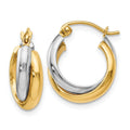 14K Gold Two-Tone Hinged Hoop Earrings by Fine Color Jewels