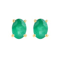 1.44 Ct Oval Green Zambian Emerald Prong 10K Gold Stud Earrings by Fine Color Jewels
