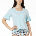 Hue Women's Solid Flounce-Sleeve Pajama Top, Size Small by Vanessa Jane