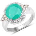 3.51 Carat Genuine Emerald, Champagne Diamond and White Diamond .925 Sterling Silver Ring by Bids.com