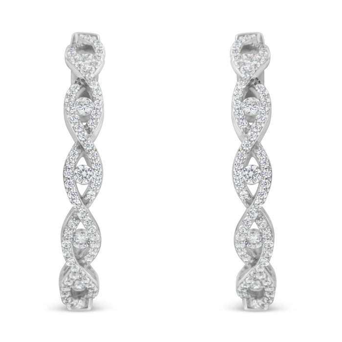 10K White Gold Diamond Hoop Earrings (1 1/2 cttw, H-I Color, I1-I2 Clarity) by Bids.com