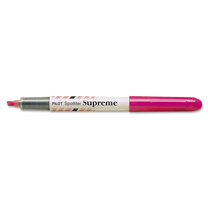 Pilot Spotliter Supreme Highlighter, Fluorescent Pink Ink, Chisel Tip, Pink/White Barrel