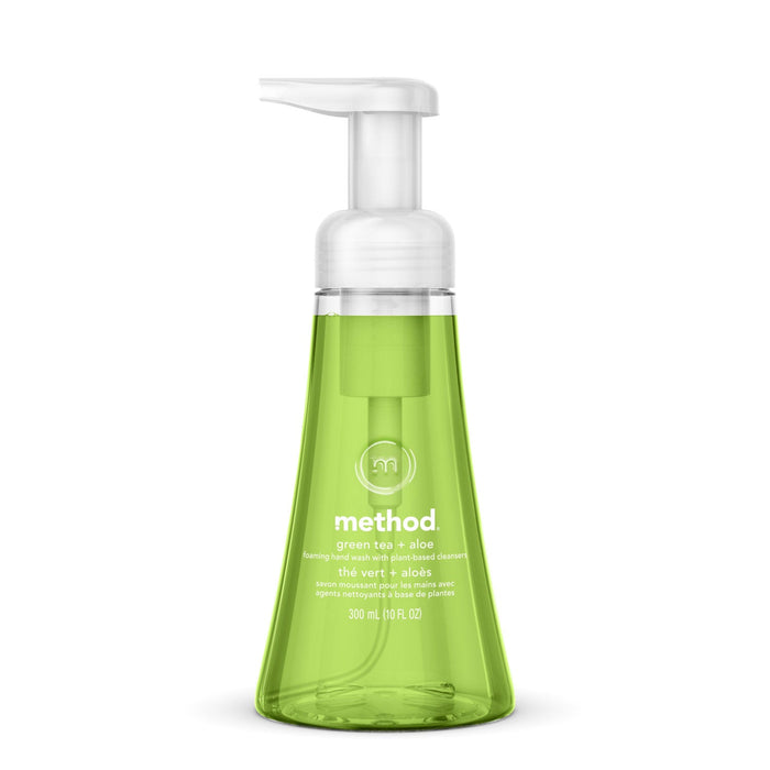 Method Foaming Hand Wash, Green Tea/Aloe, 10 oz Pump Bottle, 6/Carton