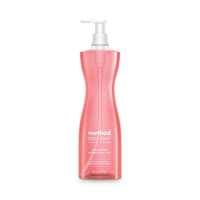 Method Dish Soap Pump, Hour-Glass Bottle Shape, Pink Grapefruit Scent, 18 oz Pump Bottle, 6/Carton