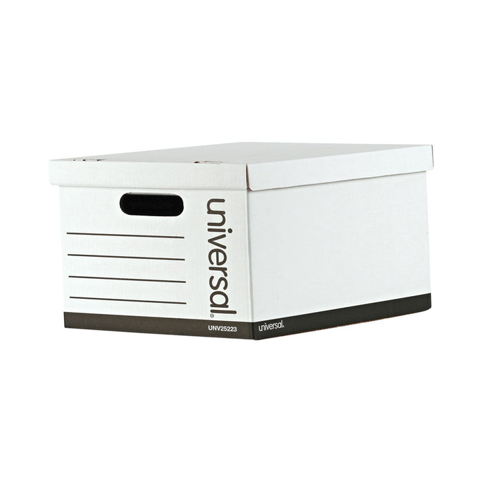 Universal Basic-Duty Economy Record Storage Boxes, Letter/Legal Files, 12" x 15" x 10", White, 10/Carton