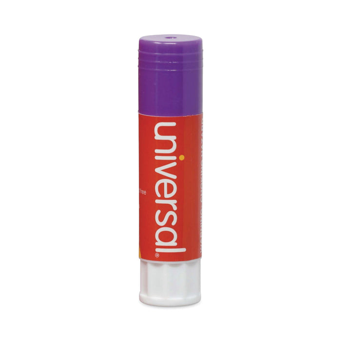Universal Glue Stick, 0.28 oz, Applies Purple, Dries Clear, 12/Pack