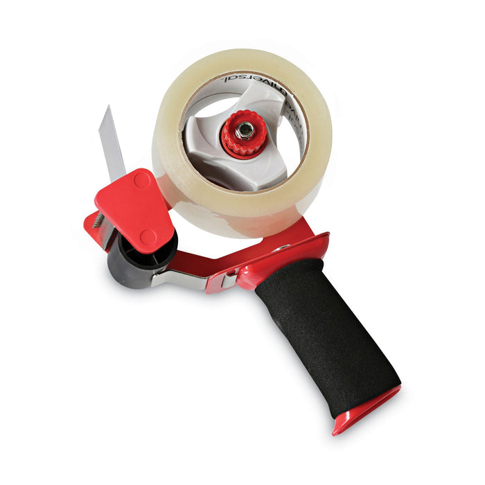 Universal Heavy-Duty Box Sealing Tape with Pistol Grip Dispenser, 3" Core, 1.88" x 60 yds, Clear, 1 Dispenser and 2 Tape Rolls/Pack