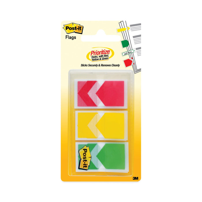 Post-it Arrow 1" Prioritization Page Flags, Red/Yellow/Green, 20 Flags/Dispenser, 3 Dispensers/Pack