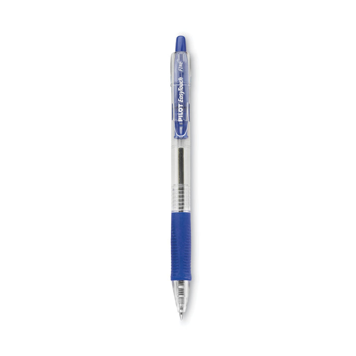 Pilot EasyTouch Ballpoint Pen, Retractable, Fine 0.7 mm, Blue Ink, Clear Barrel, Dozen
