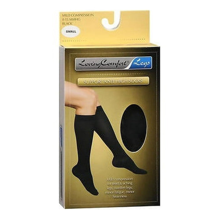 Loving Comfort Stockings Microfiber Knee High 10 To 20Mmhg Closed Toe Women Black, Medium, 1 Pair by Pasteur Pharmacy