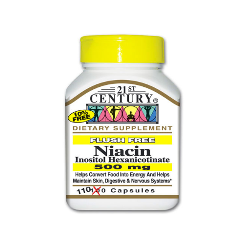 21st Century Niacin 500 Mg - Flush Free - 110 Capsules by Pasteur Pharmacy
