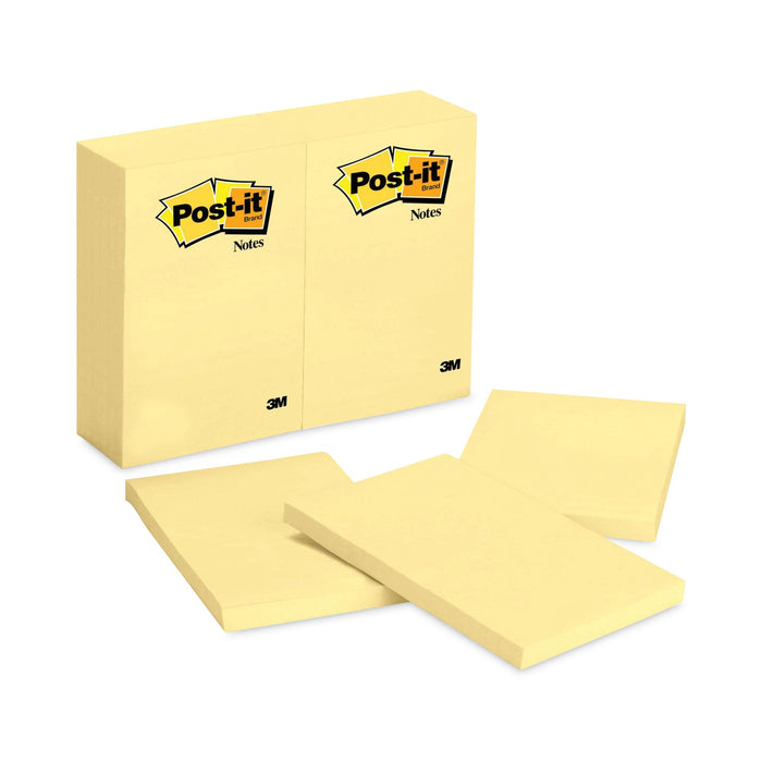 Post-it Original Pads in Canary Yellow, 4" x 6", 100 Sheets/Pad, 12 Pads/Pack
